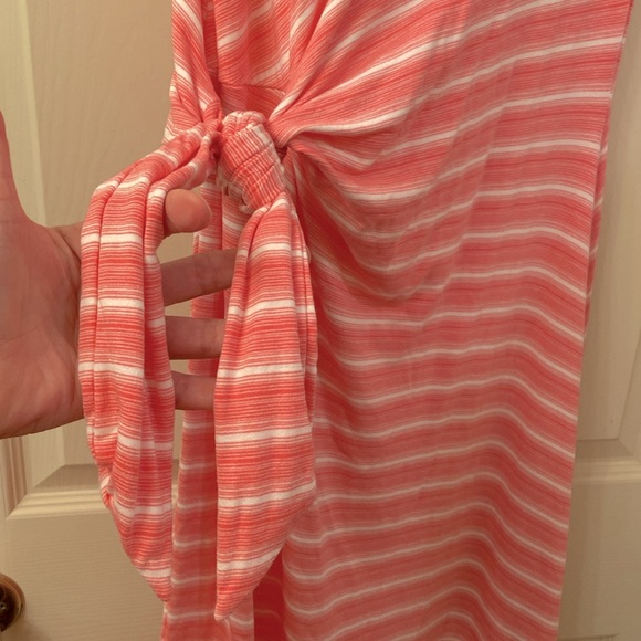 Talbots Dress Sleeveless Tie at Waist Casual Beach Pink White Stripe WM SZ M - Picture 7 of 11